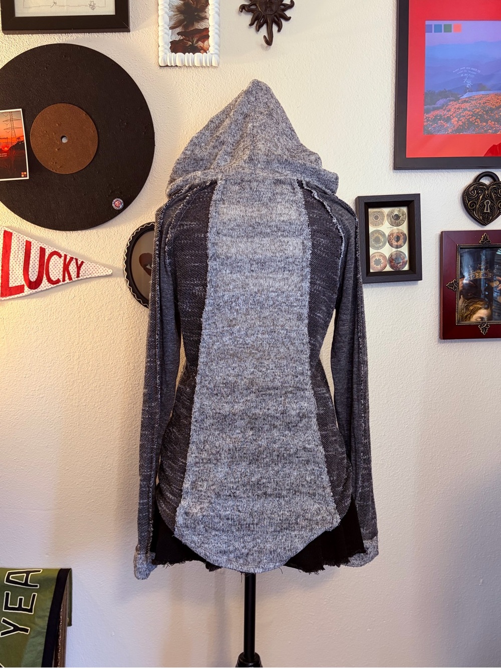 Heathered Gray Knit Hoodie - Picture 4 of 7
